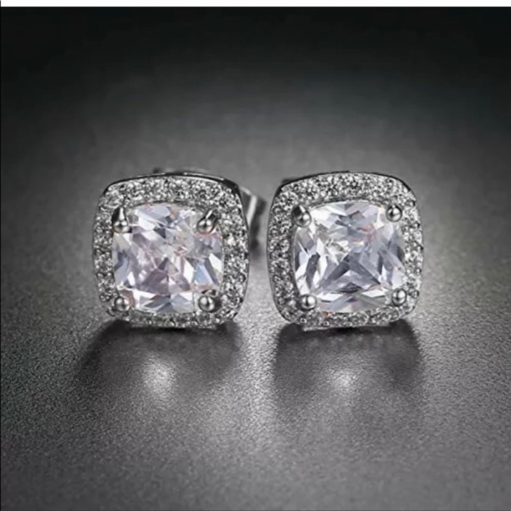 PAVE Earrings Vintage Style Studs Faux Diamonds Zircon Stones